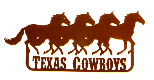 ~NEW~ LARGE - 14ga. - "TEXAS COWBOYS RUNNING HORSES"   Metal Wall Art 24" x 10"