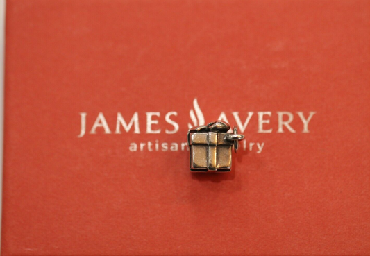 *RETIRED*  James Avery Sterling 3D Birthday or Christmas Present Gift Box Charm