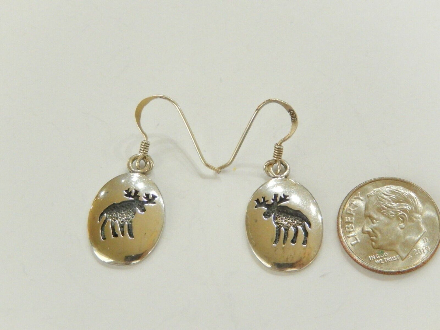 *VINTAGE* Native American Sterling Silver MOOSE Earrings Signed "WTS"