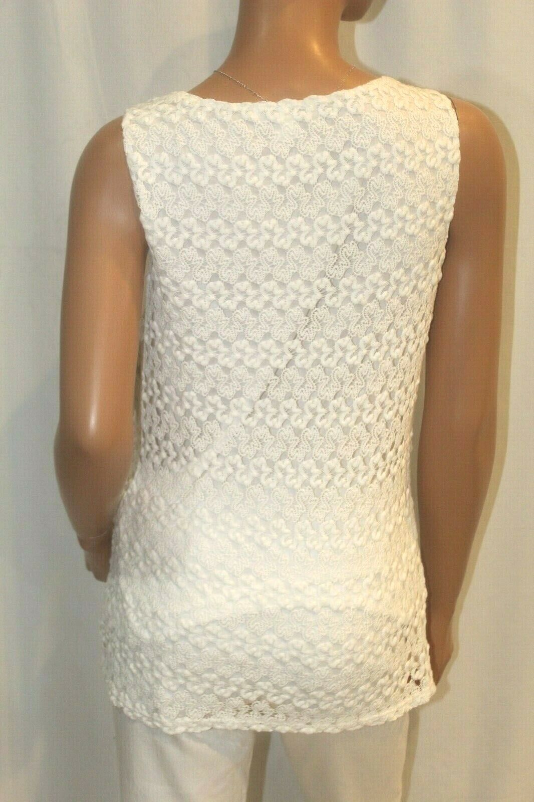 *NWT* $60.  Coldwater Creek White Lined Lace Cowl Pull Over Top Size 8 (Small)