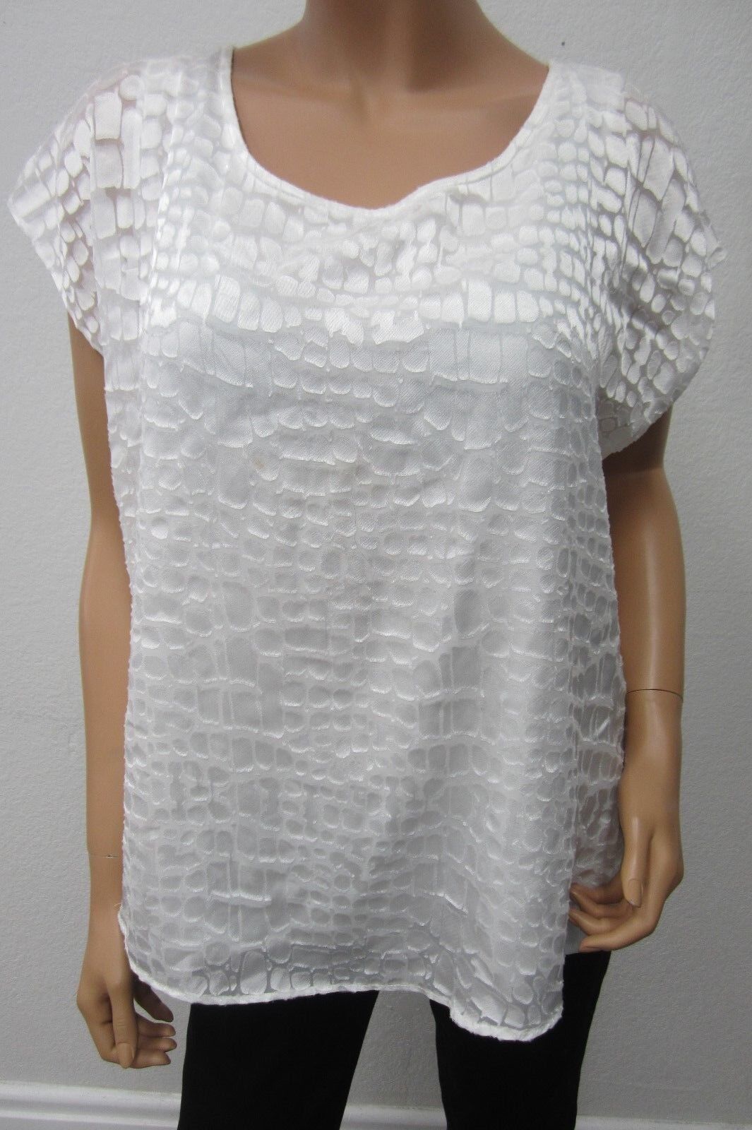 *NICE* Calvin Klein Womens White Textured Short Sleeve Top Size XL