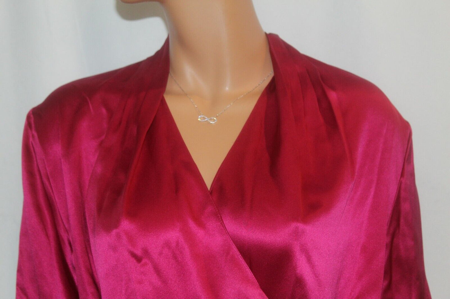 NWT $228. Elie Tahari  100% Silk Fuchsia Cross Front Side Zip Long Sleeve Blouse