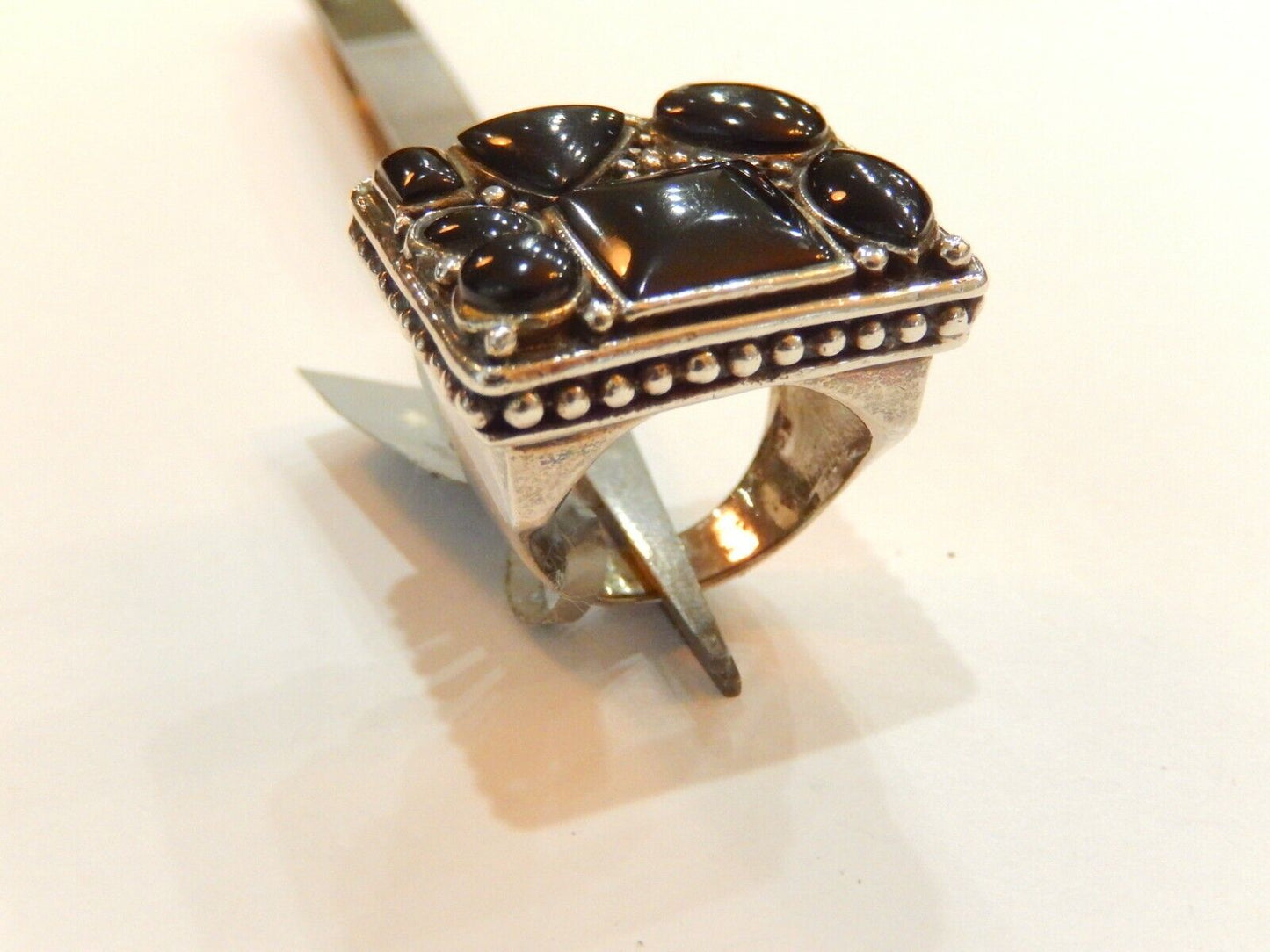 *VINTAGE*  Native American  Large Black Onyx Statement Ring Size 7.25 - 21gms