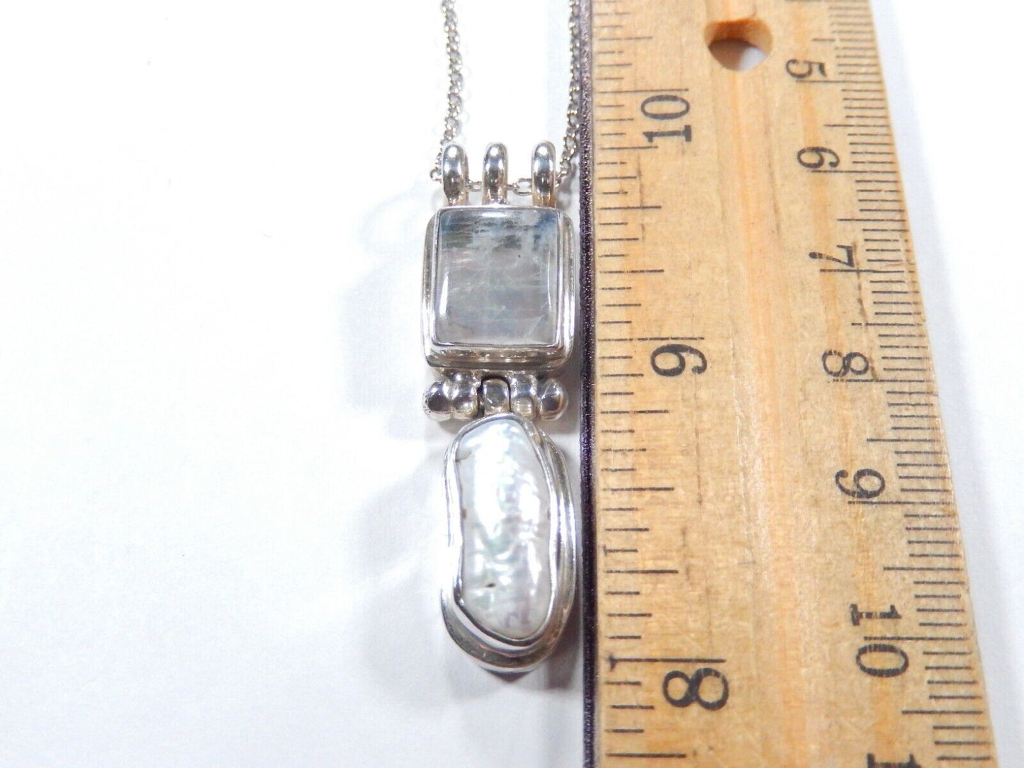 Natural Mother Of Pearl 925 Solid Genuine Sterling Silver Pendant w/18"chain