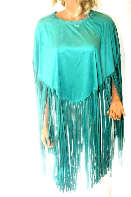 *NWT* COWGIRL JUSTICE Western Cowgirl  Faux Suede  Poncho Long Fringe Pullover S