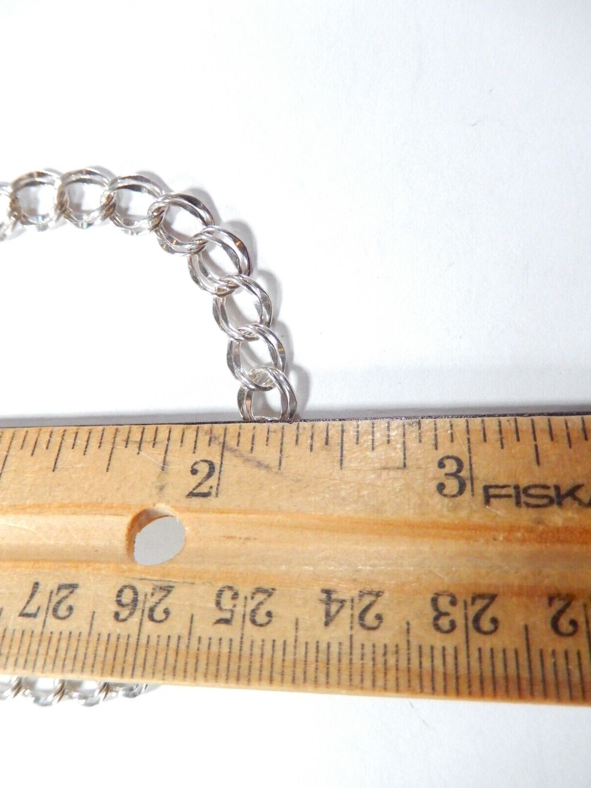 *VINTAGE** Sterling Silver Double Link Charm Bracelet - 7"