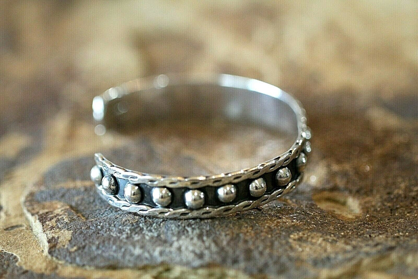 *VINTAGE* TAXCO  STERLING SILVER 7/16" WIDE CUFF BRACELET 31 GRAMS SIGNED TB166