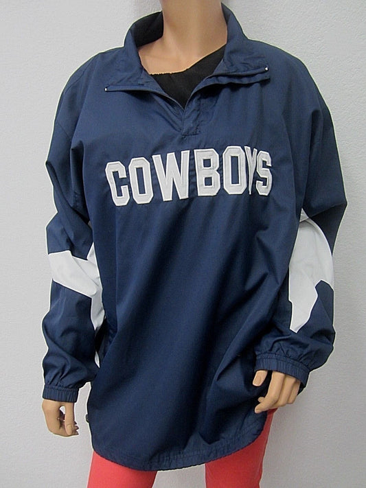 Dallas Cowboys Mens Navy Embroidered 1/4 Zipper Pullover Jacket Authentic Size L