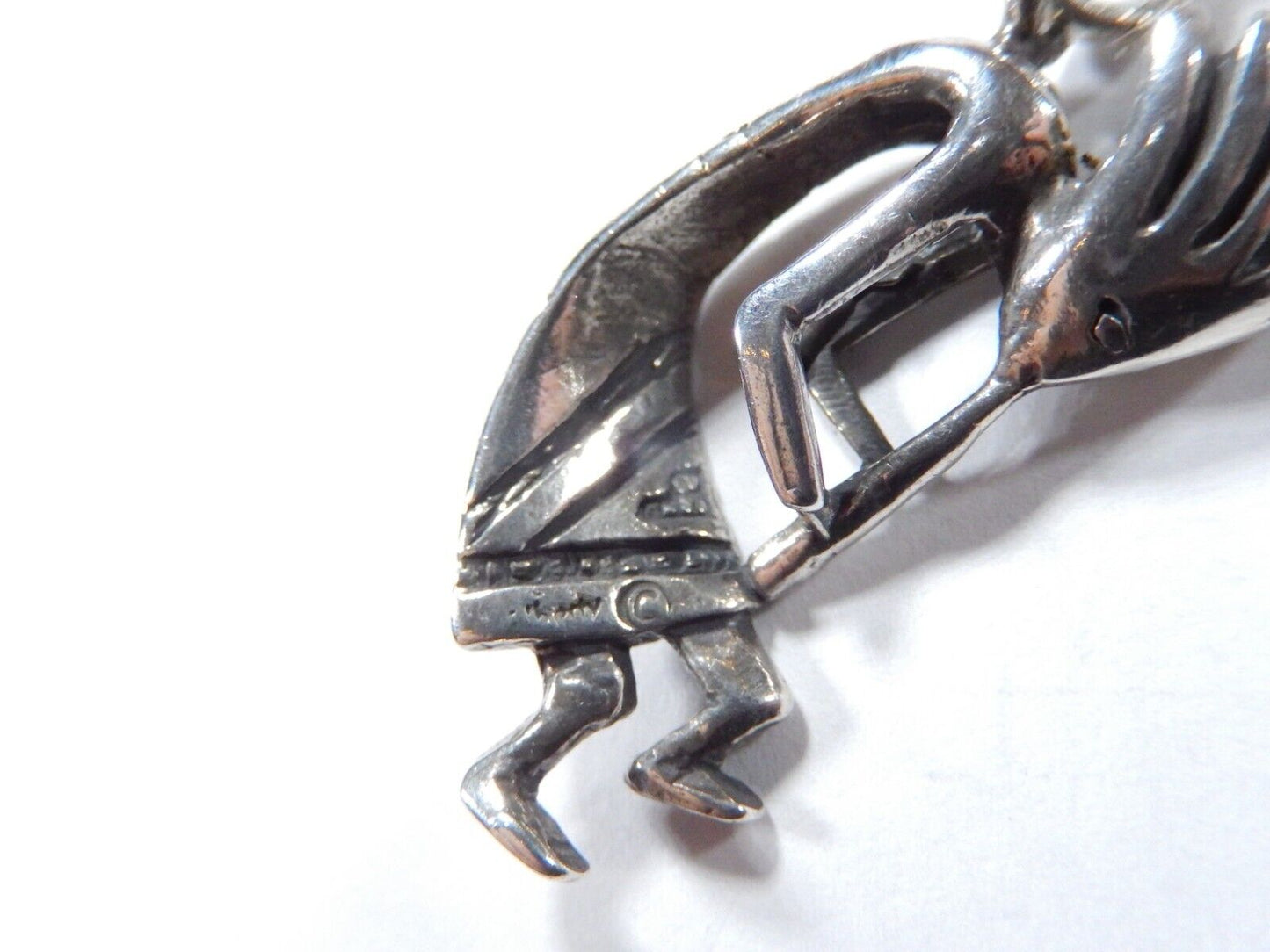 *VINTAGE*  Native American Artist Signed Sterling Silver Large Kokopelli Pendant