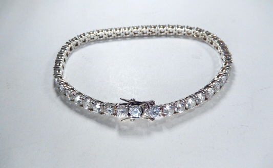 *VINTAGE*  Exquisite  Round Cut 11.CT Cubic Zirconia Tennis Bracelet 7.25"