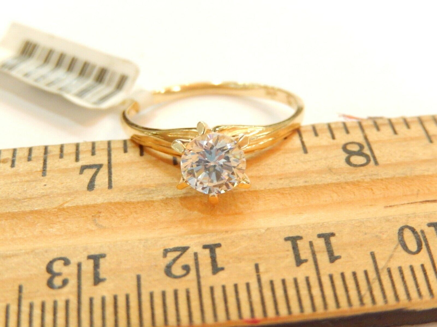 Real 14k Yellow Gold 1.00 CT Round CZ Solitaire Engagement Wedding Ring Sz 7.5