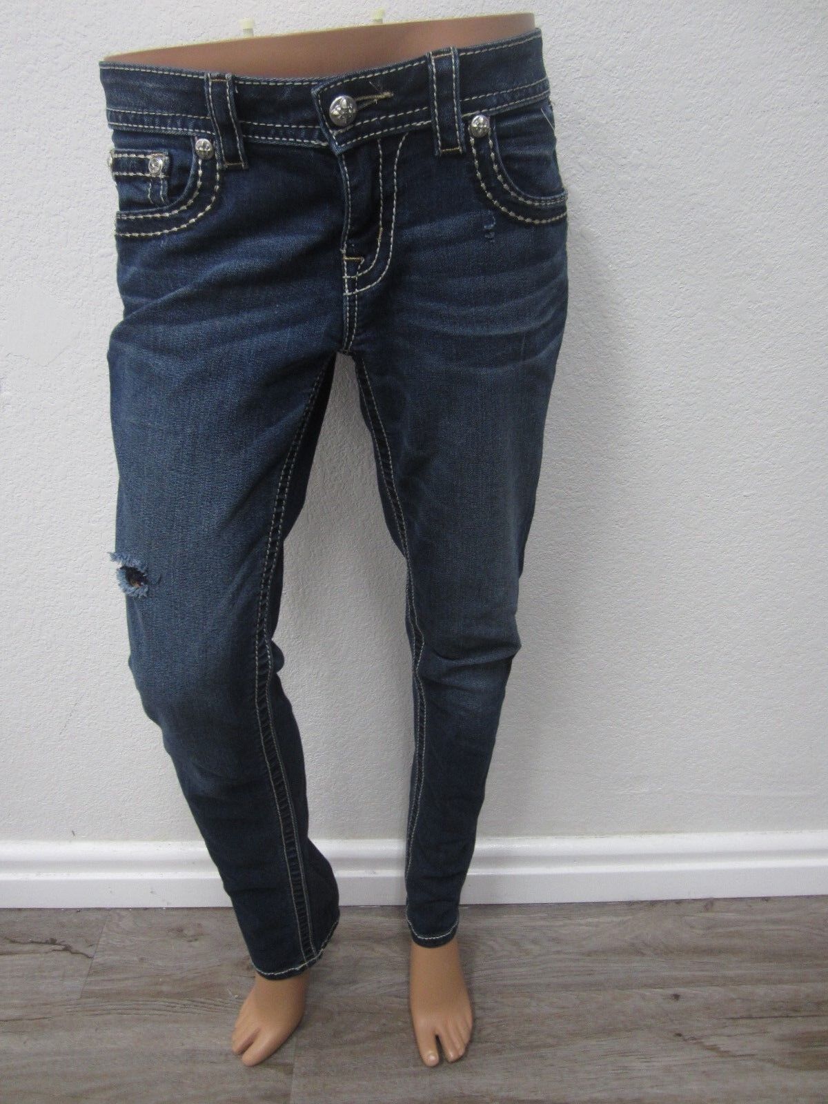 NEAR MINT Miss Me Distressed Signature Rise Skinny Jeans Dark  JP5576S2 Sz 28x32