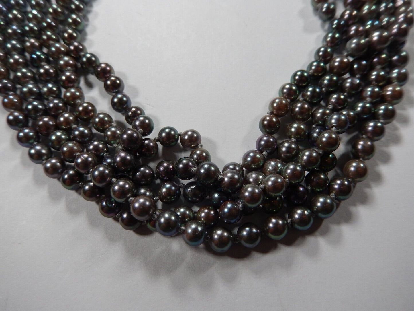 STUNNING - STATEMENT - Five  Strand  5.50mm Tahitian Pearl 16" Necklace