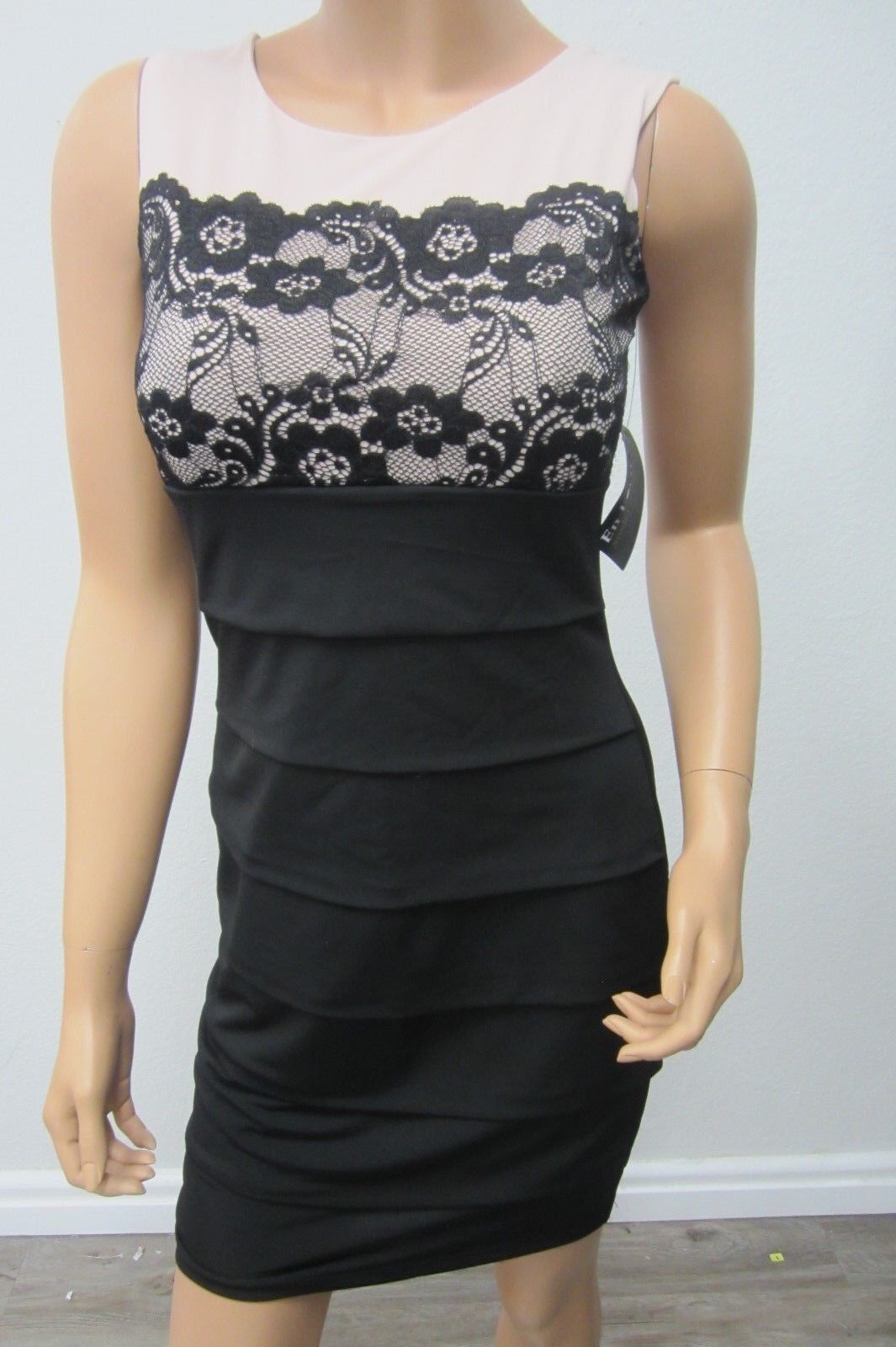 *NWT* En Focus Studio Sexy Black Silhouette Lace Dress Size  4