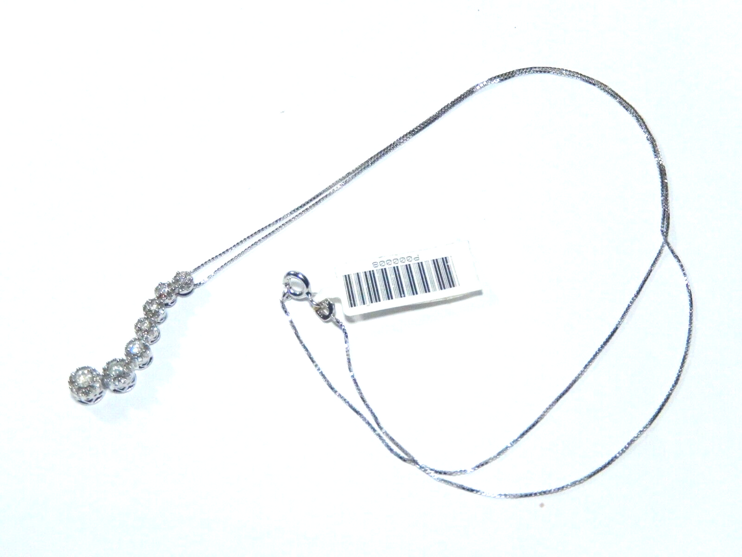 10K White Gold 2/5 CT Diamond Journey Pave Halo Necklace Pendant w/18" Chain