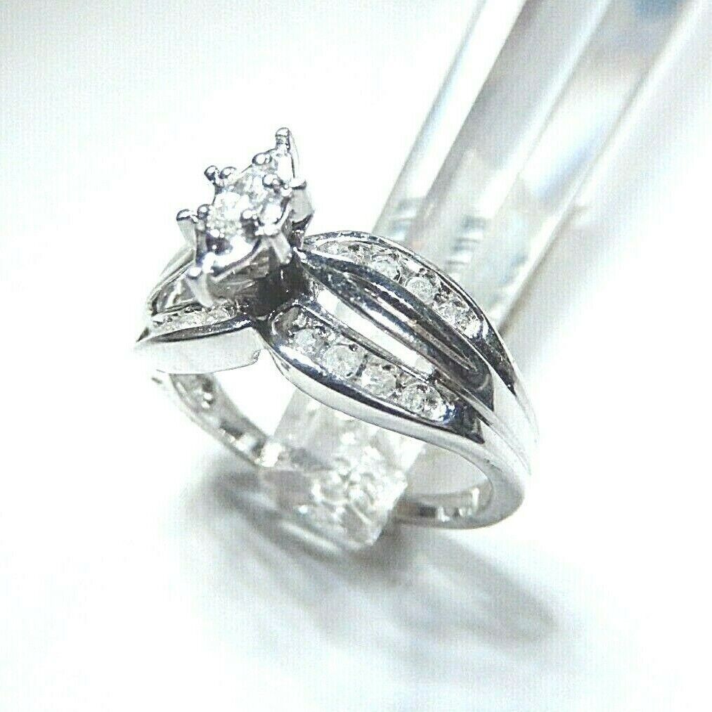 *NWT* 10K White Gold 1/3CT Natural Diamond Wedding Engagement Ring Size 7.25