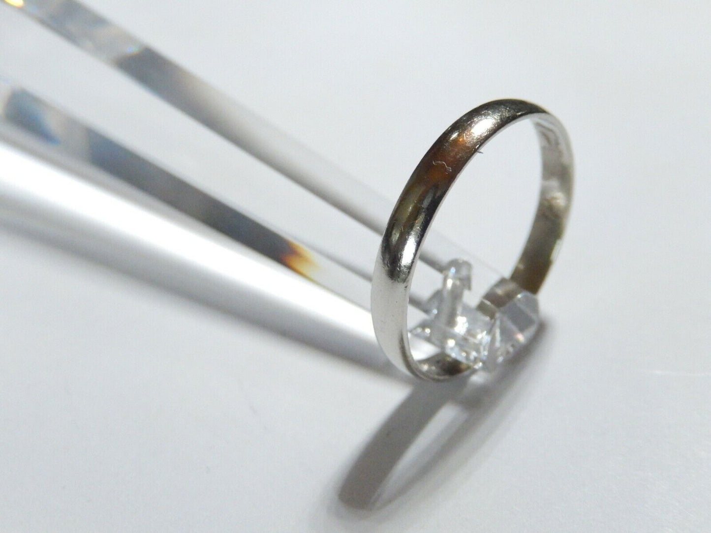 10k White Gold Unisex Smooth 3.5mm Half Round Wedding Band Size 10.75