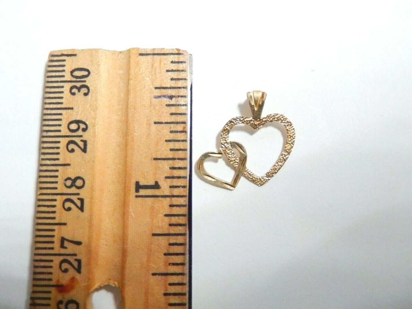 *NEW*  14K Yellow Gold  Double Heart Pendant  - 3/4" x 3/4"