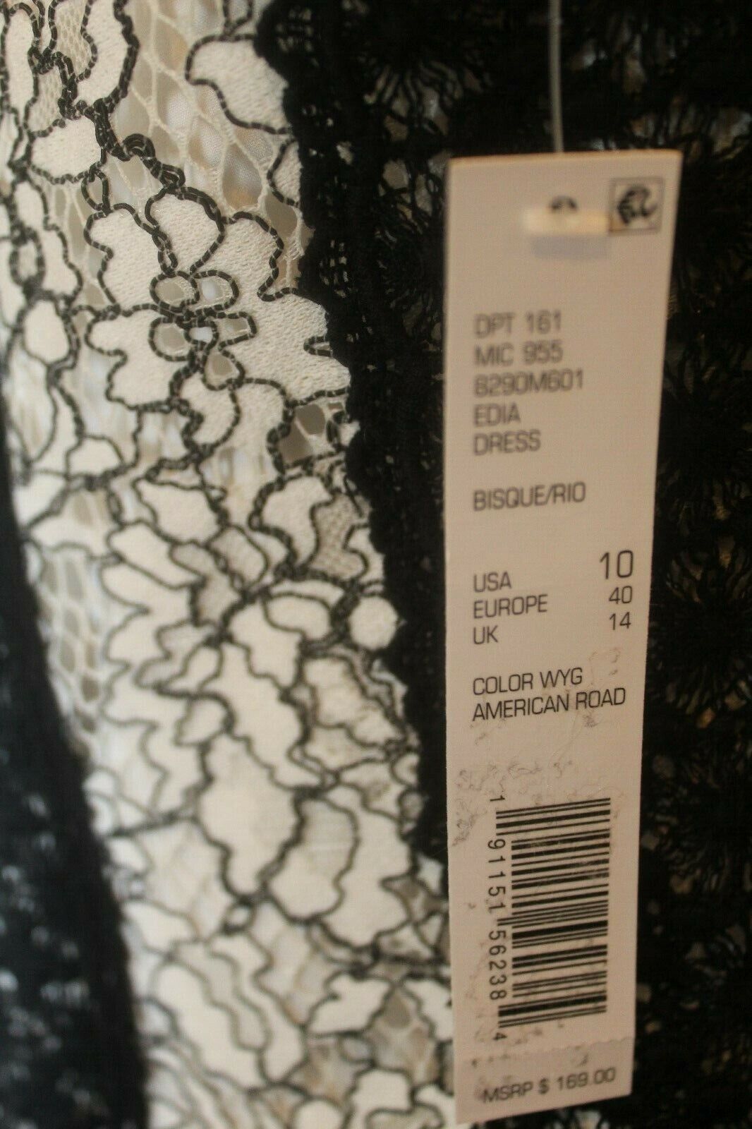 *NWT* $169. Antonio Melani Fully Lined Black/White  Lace Dress Size 10 "CUTE"