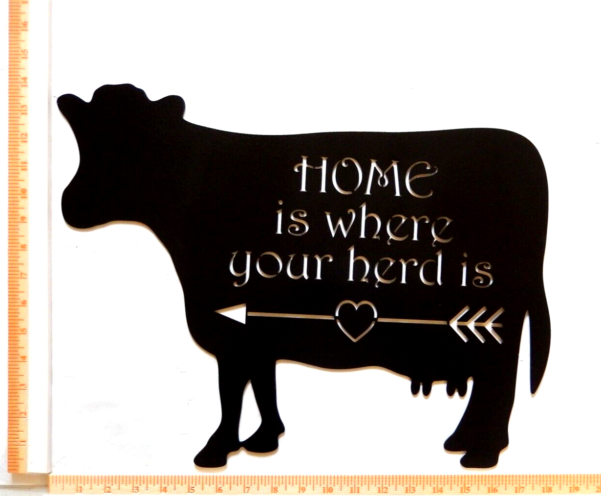 ~NEW~ LARGE 14ga. "Home is Where Your Herd is" Black  Metal Sign - 18" x 14"