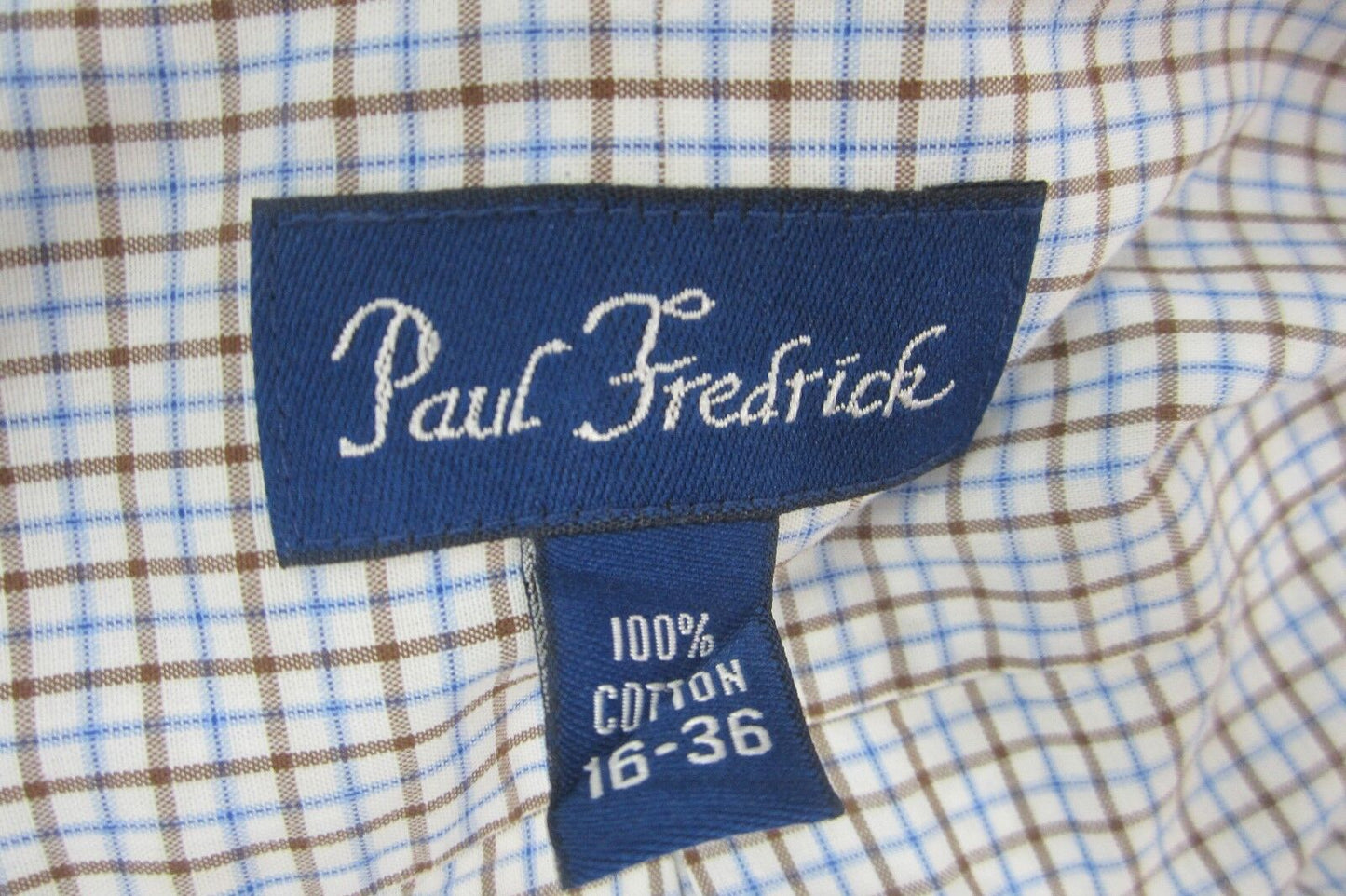 Paul Fredrick Mens Long Sleeve Button Down Dress Shirt Plaid Checks Size 16 36