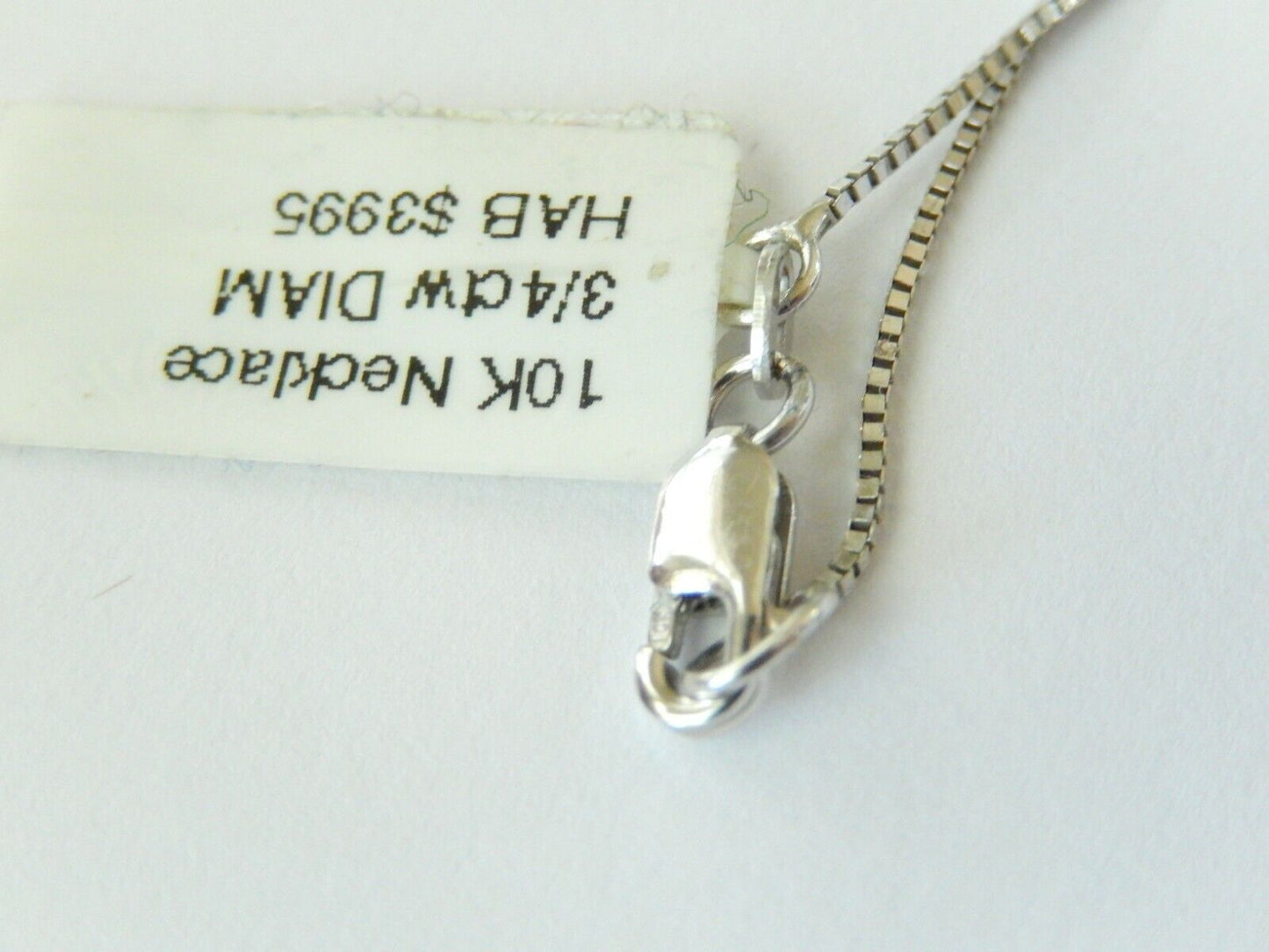 *VINTAGE* 10K WHITE GOLD .75CT 17  DIAMOND OPEN HEART PENDANT w/18" 10K CHAIN