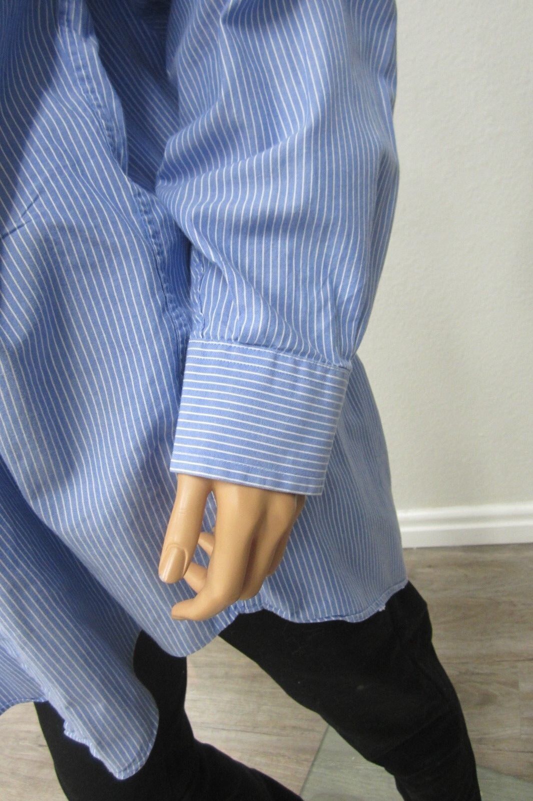 *NICE* Nautica Men's Blue Striped Long Sleeve Cotton Button Down Shirt Sz 16