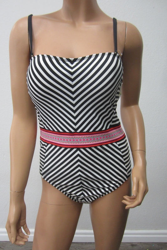 NWT Gibson & Latimer VERY CUTE Black & White One-Piece Swimsuit Size L