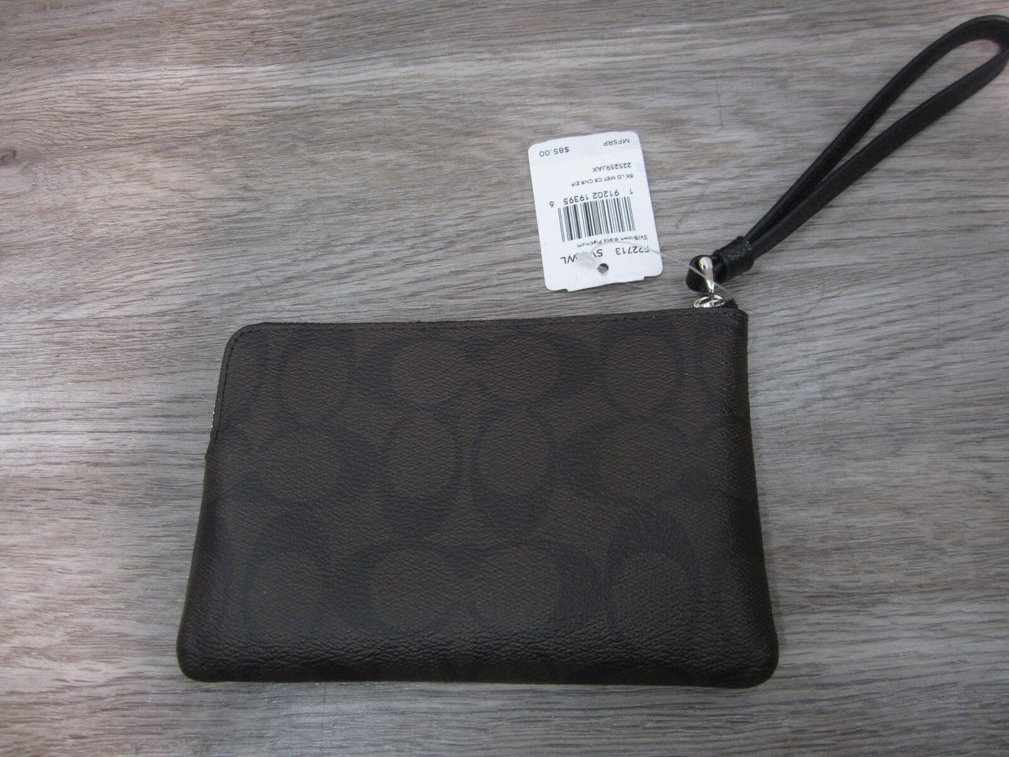 COACH BAG WRISTLET Corner Zip BROWN BLACK PLATINUM F22713 MSRP $85