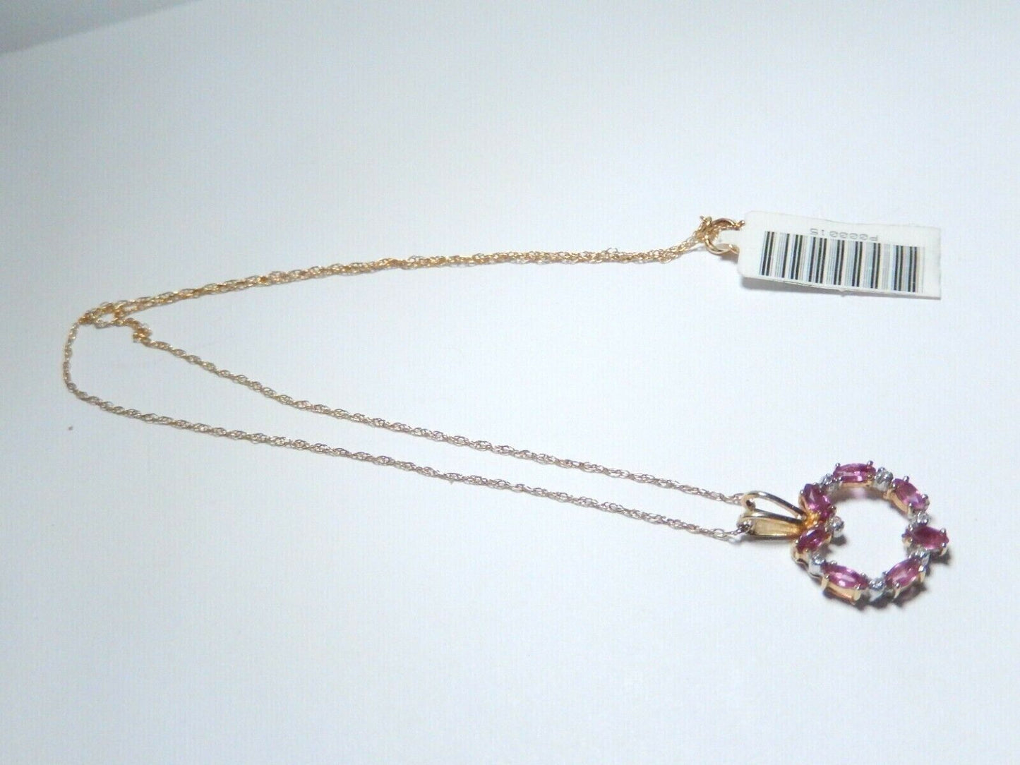 14k Yellow Gold  Marquise Ruby & Diamond Open Heart Pendant with 16" 14K Chain