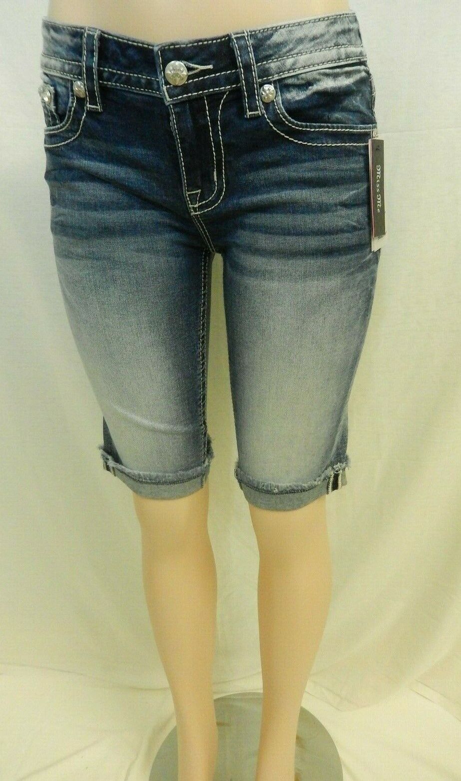 NWT Miss Me  Angel Wings Mid-Rise Medium Wash Bermuda Shorts M3369M Sz 26 x 12