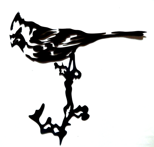 ~NEW~ LARGE 14ga. " BIRD ON TREE BRANCH" Black Metal Wall Art -19.5" x 19"