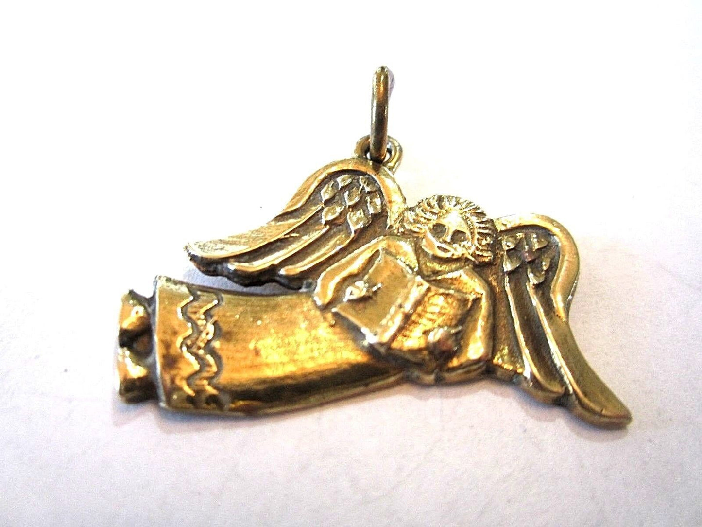 RETIRED Jeep Collins Beautiful Brass Guardian Angel Vintage Pendant