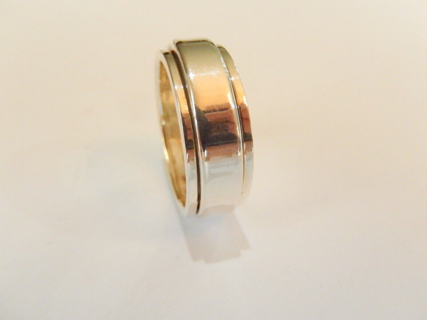 *VINTAGE*  8.25mm Wide  Sterling Silver Spinner Polished Band Ring Size 10.5