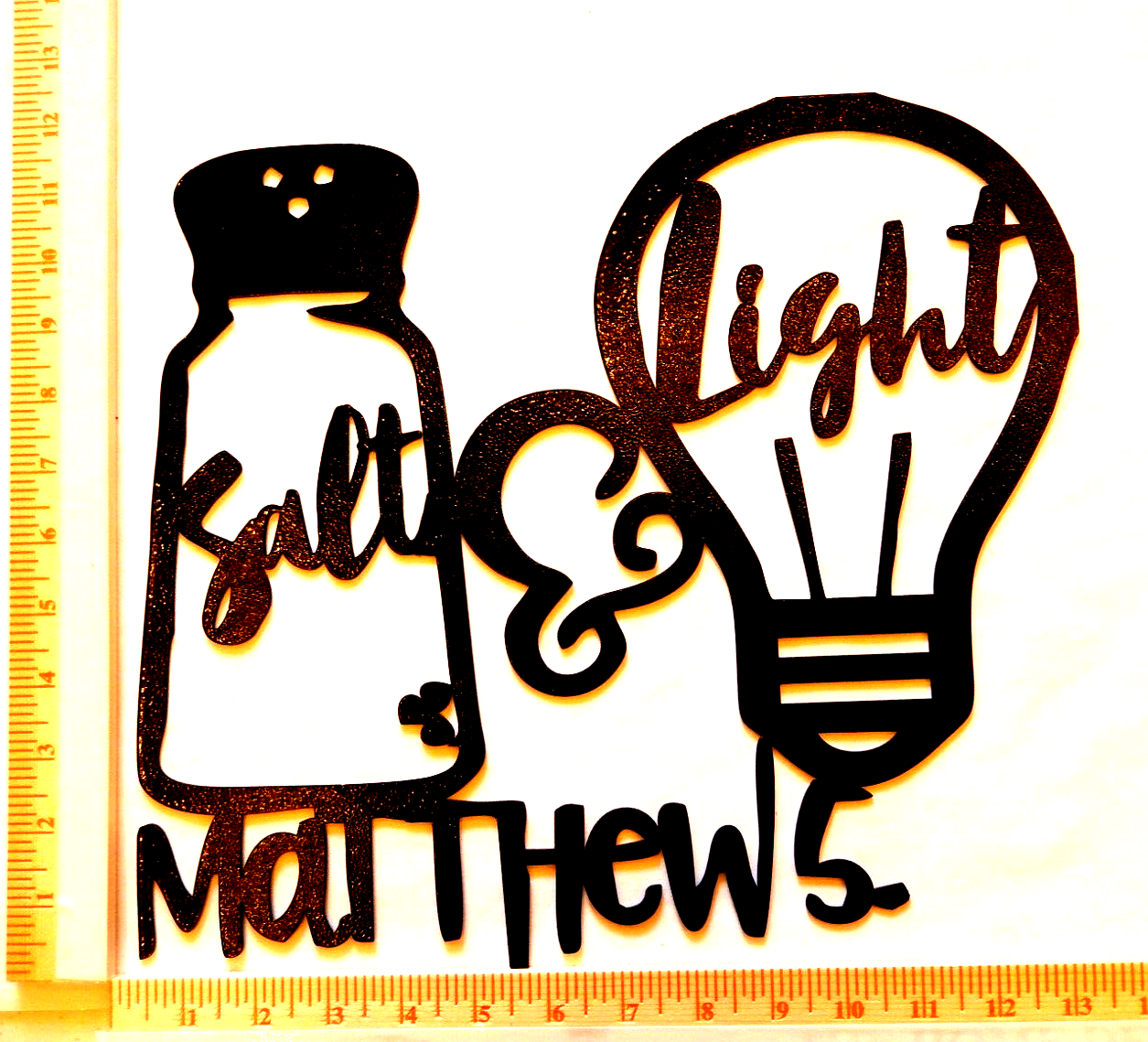 ~NEW~14ga.  "Salt and Light Matthew 5"  Powder Coated Metal Wall Art 13" x 12"