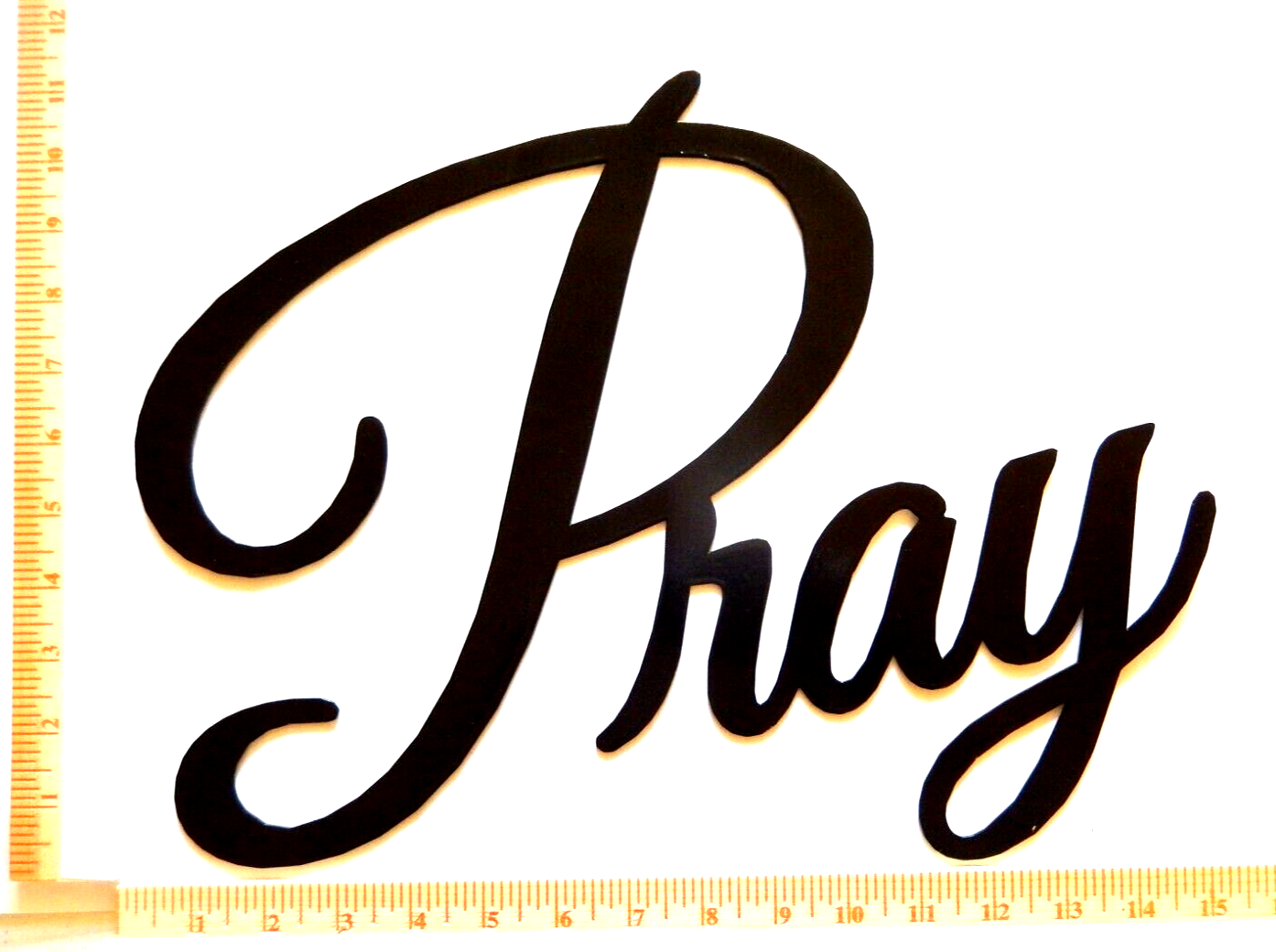 ~NEW~ LARGE - 14ga. "PRAY" Beige Metal Wall Art ~ 15" x 12"