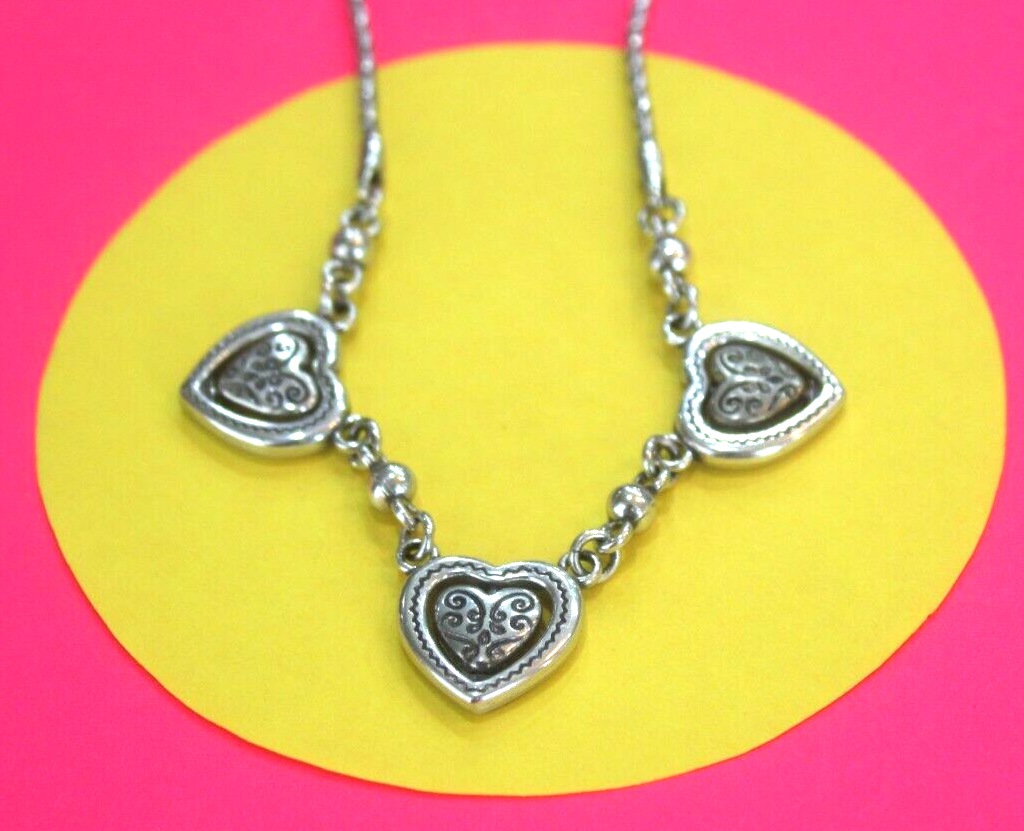 RETIRED Brighton Rotating Silver Decorative Plated Hearts Necklace