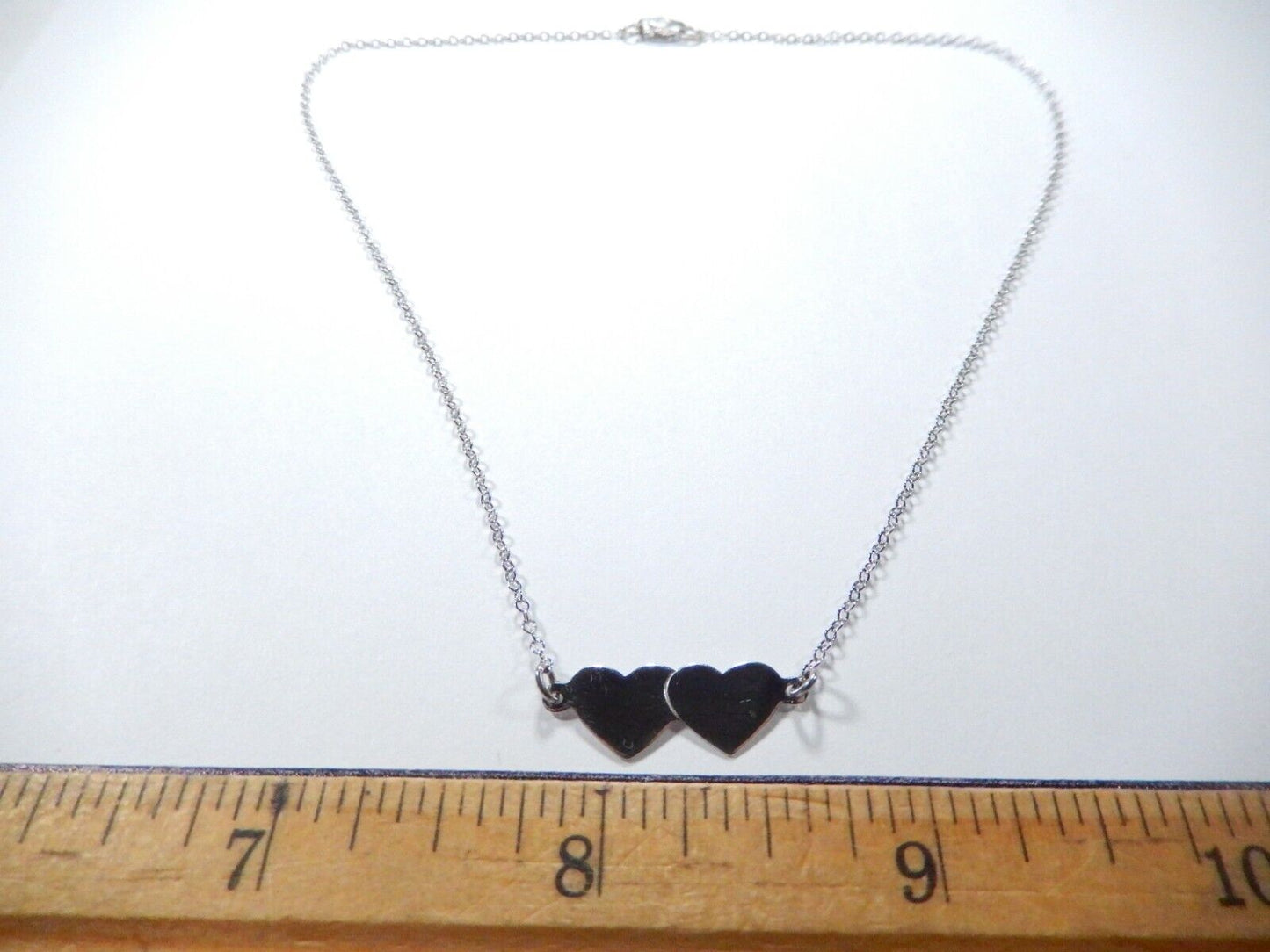 *VINTAGE*  13" Sterling Silver Double Heart Pendant Children's Necklace