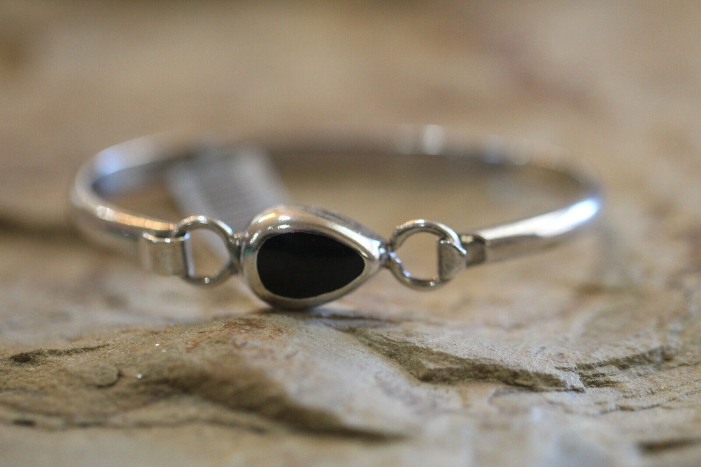 *VINTAGE*  Taxco Mexico Sterling 925 Silver Black Onyx  Bracelet