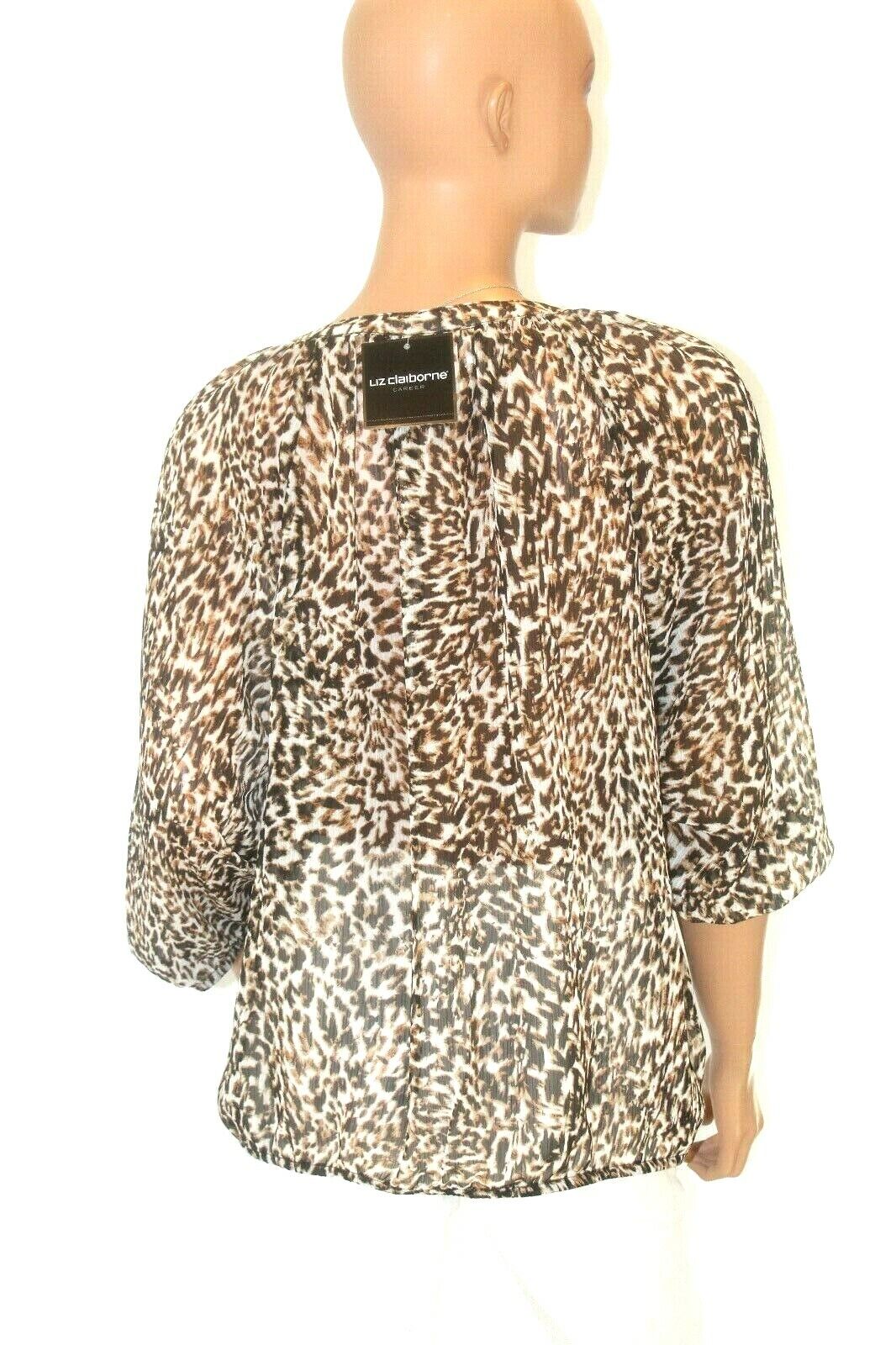 *NWT* Liz Claiborne Women's Leopard Animal Print Pull Over Long Sleeve Sz M