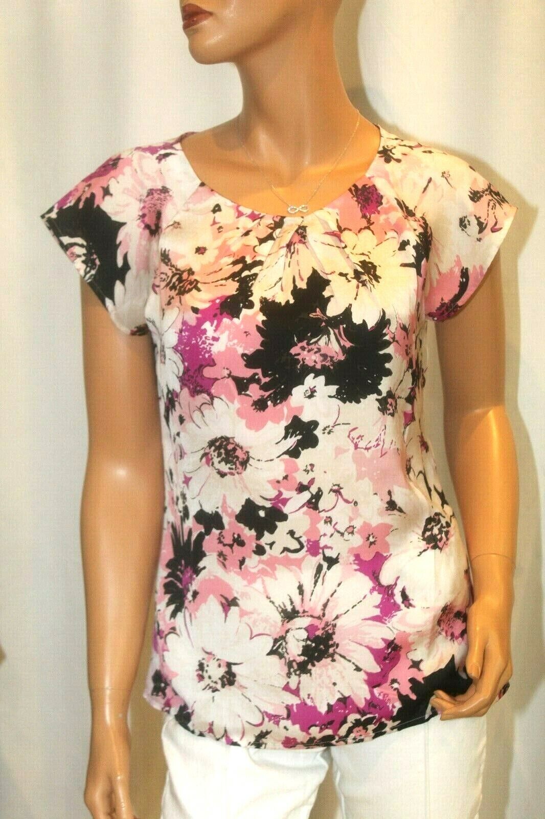 *NWT* $89. Ann Taylor Womens Floral Multi-Colored Short Sleeve Top Sz 2P