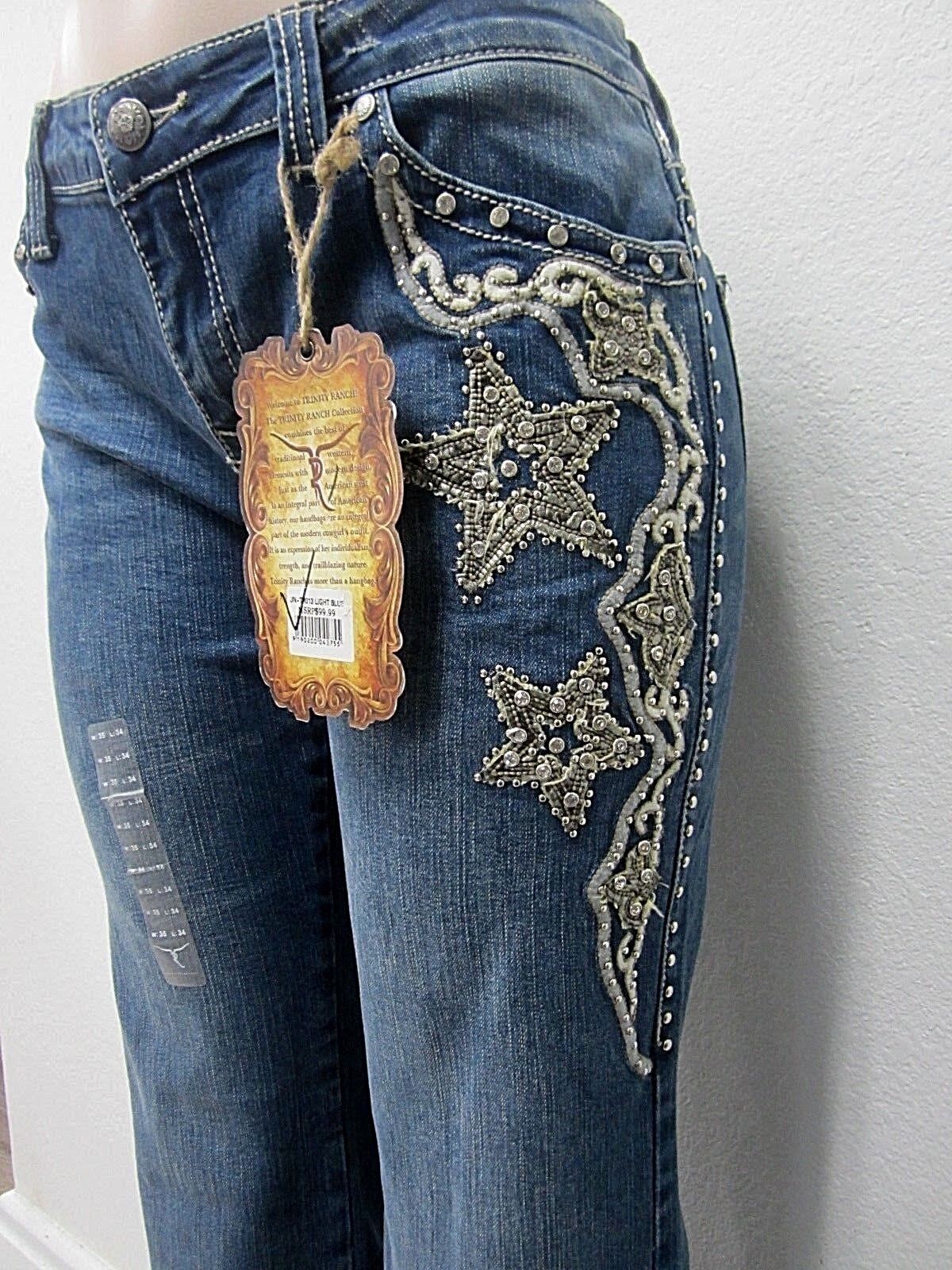NWT Montana West Trinity Ranch Boot Cut Jeans BLING Western Jeans 35(17) X 34