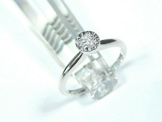 *NWT* 10K White Gold 1/10CT Diamond Solitaire Engagement Wedding Ring Sz 5.25