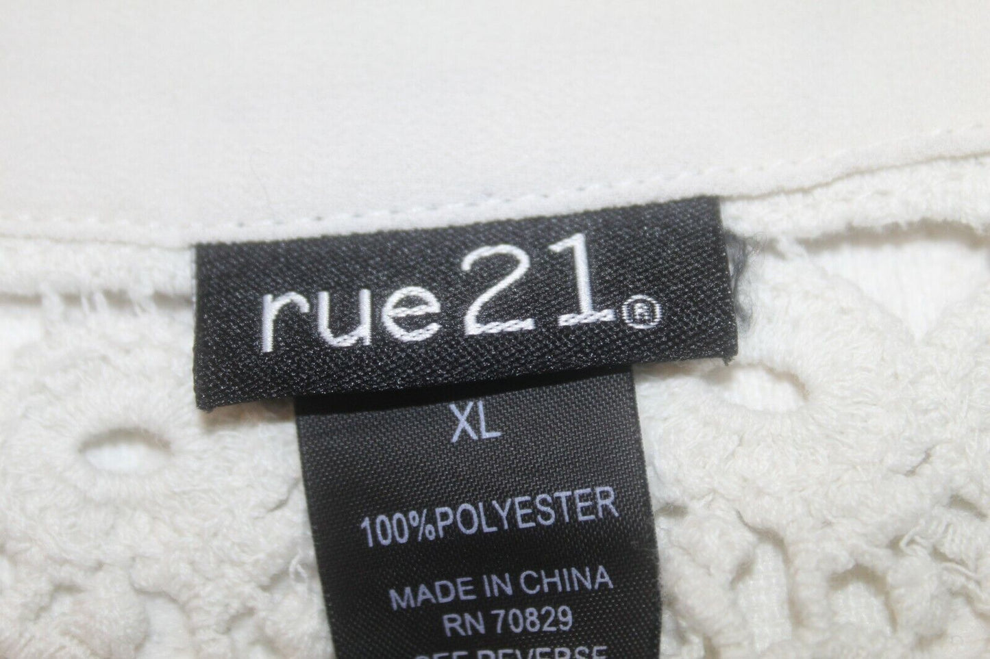 Rue 21 Button Down Long Sleeve w/Button Straps  Womens Knit Lace Back Top Sz XL