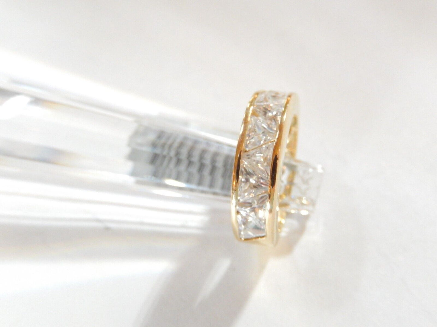 Gold Vermeil 1.3 CT CZ Trillion Cut 5.5mm Wide Band Sterling Ring Size 4.75