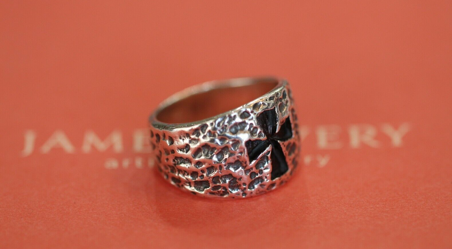 *RETIRED*  - R A R E - James Avery  Textured Cross Ring 5/8" Wide  Sz 10.25