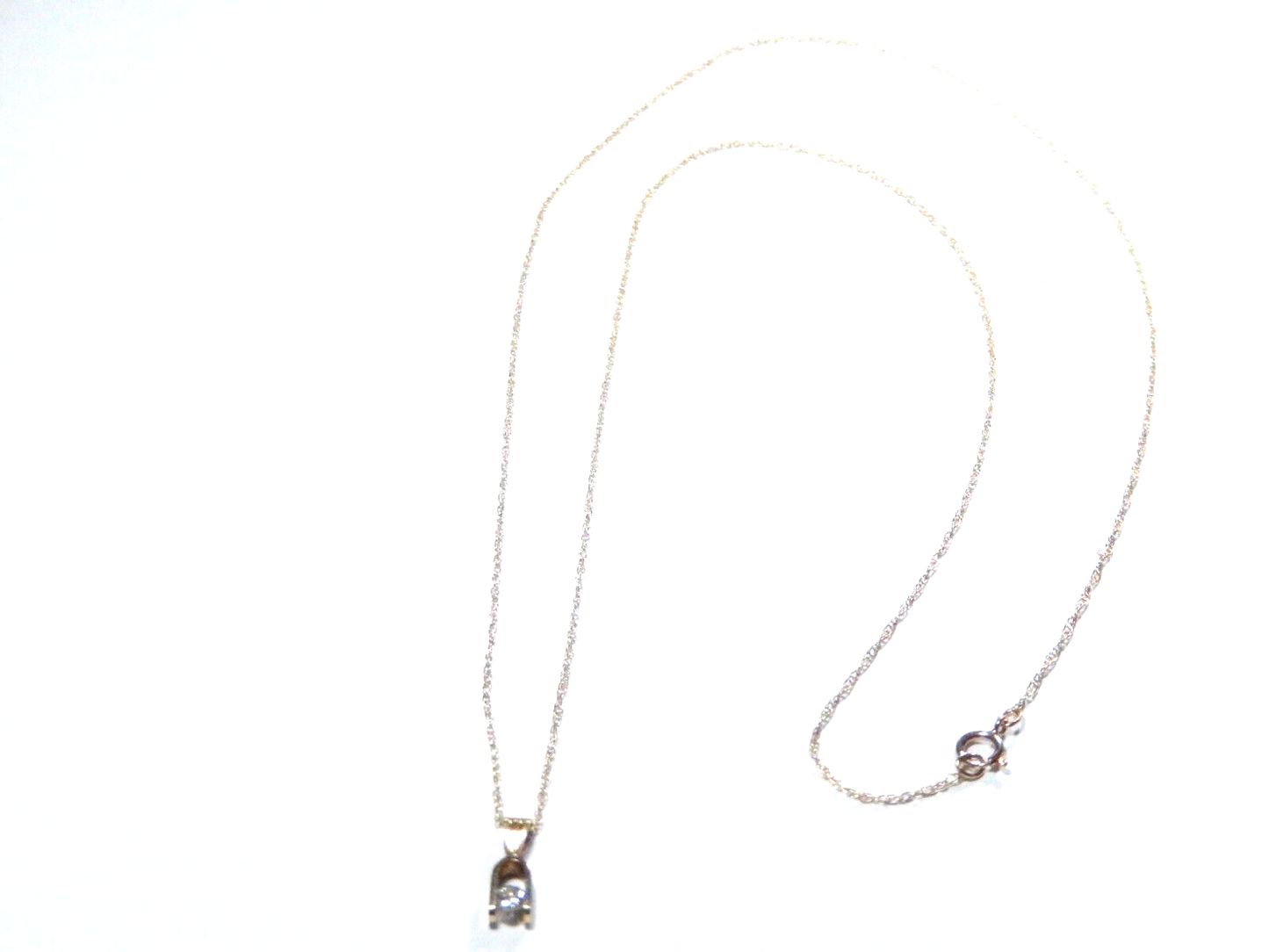 *VINTAGE* 14K Yellow Gold Horse Shoe  Diamond SOLITAIRE PENDANT  w/20" 10K Chain