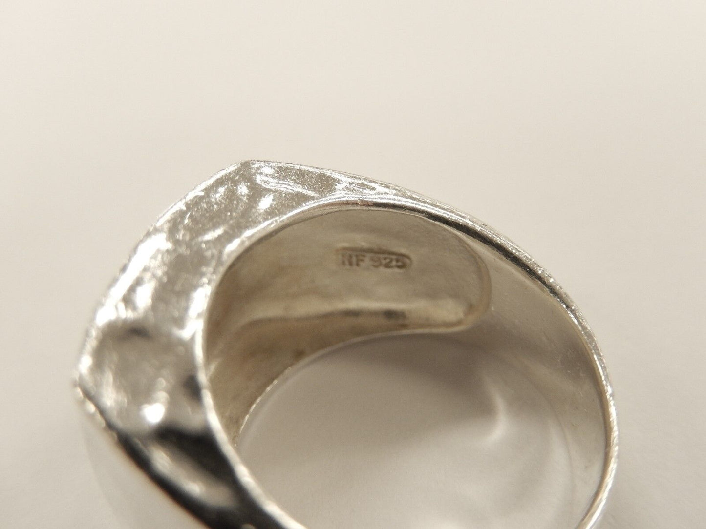 Vintage 925 Sterling Silver Wide Hammered Ring Size 7.5