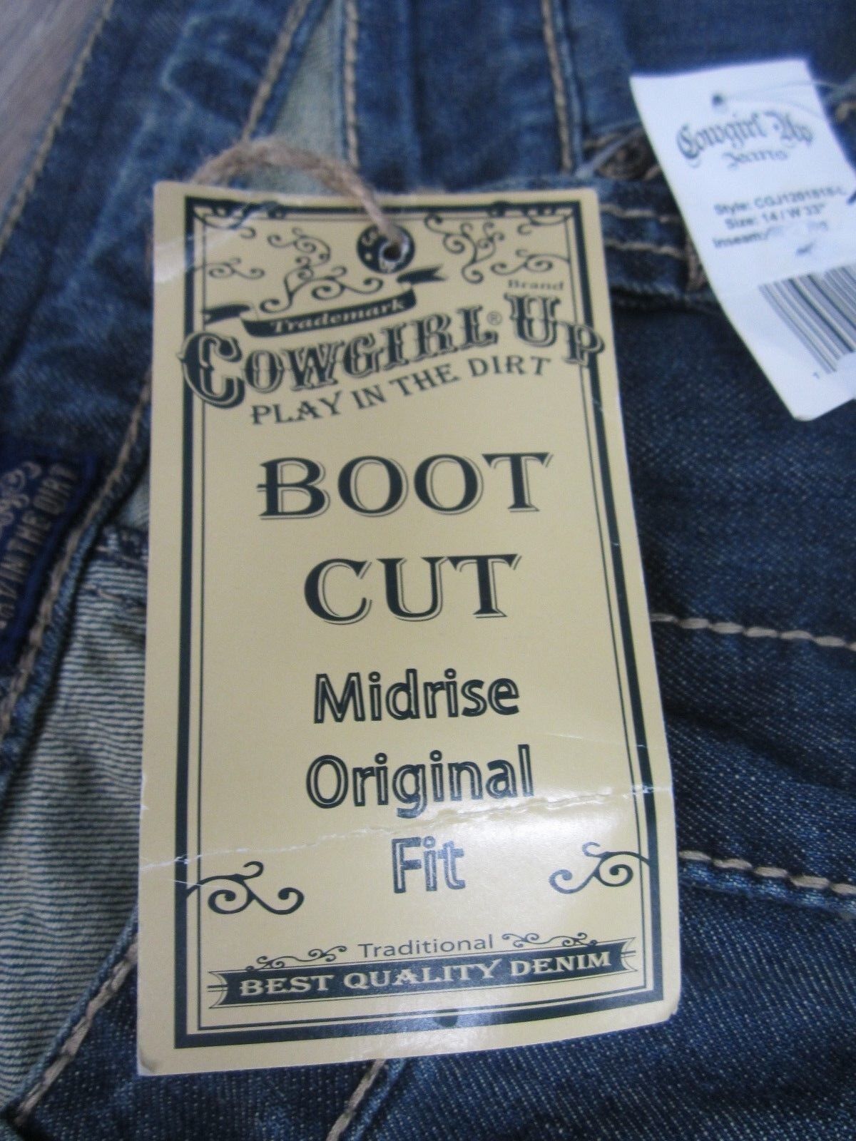 NWT COWGIRL UP Empress Jean BOOT CUT JEANS~SZ 14 x 33
