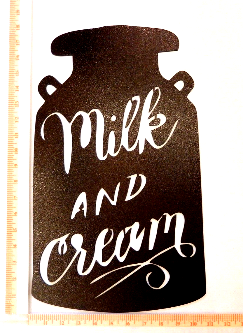 ~NEW~ 14ga.  "MILK AND CREAM"  Copper Brown Powder Coated Metal Wall Art 18"x11"